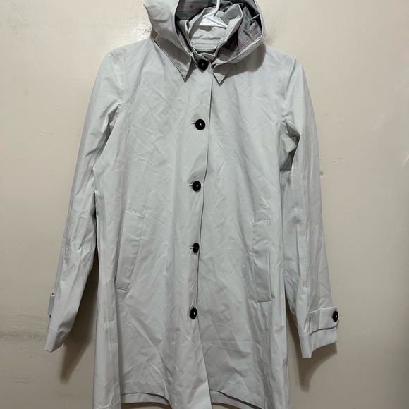 SAVE THE DUCK Light Gray Hooded Trench Coat Women’s Size X-Small - Picture 1 of 12